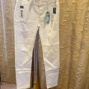 Light distressed white jeans